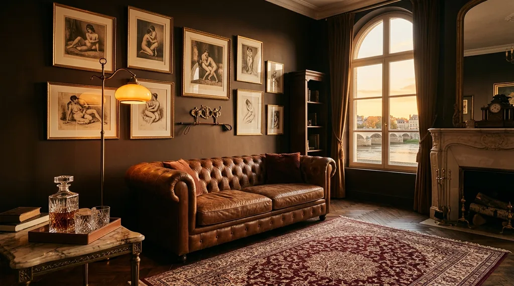 Appartement Tours bords de Loire — intérieur cuir cognac dominatrice Aline